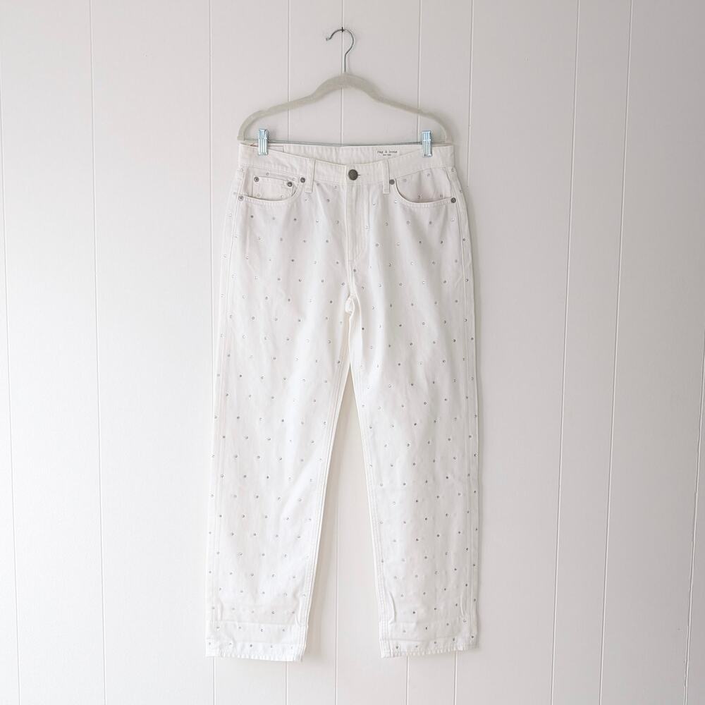 rag & bone White Straight Leg Jeans